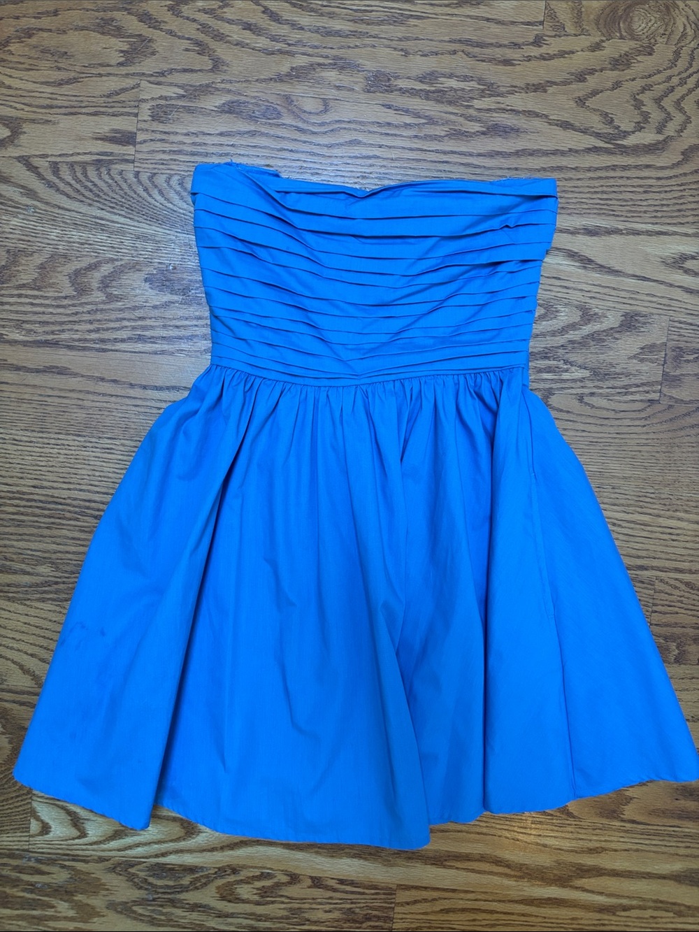 Abercrombie & Fitch Strapless Bright Blue Pleated Bodice Dress